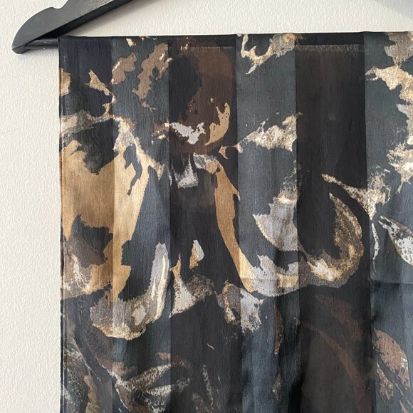 TanJay Black Neutrals Dark Autumnal Floral Lightweight Scarf - Picture 5 of 10